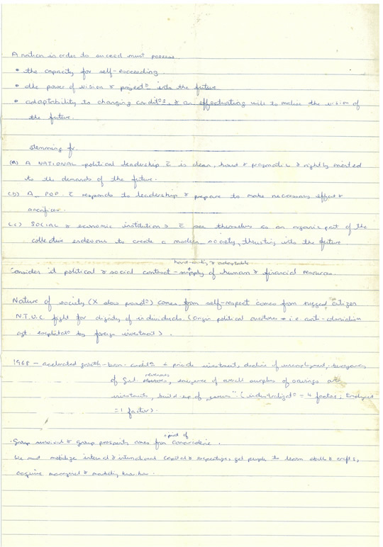 CV Devan Nair’s handwritten draft of the Foreword to Why Labour Must Go Modern! (Singapore: NTUC, 1970).