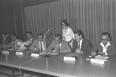 Signing of Charter for Industrial Progress and Productivity Code of Practice, 1965.